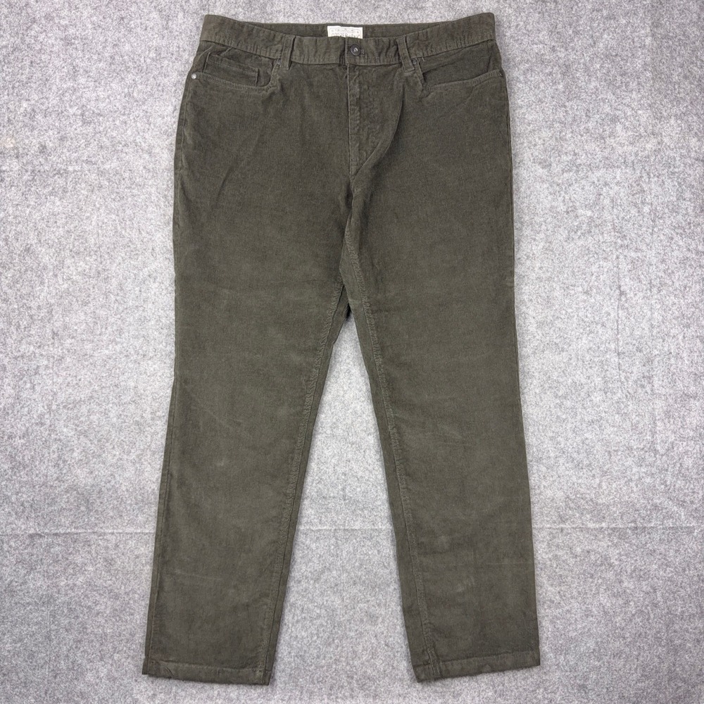 Copper & Oak Pants Mens 36x30 Olive Green Corduroy Straight Leg Stretch Casual